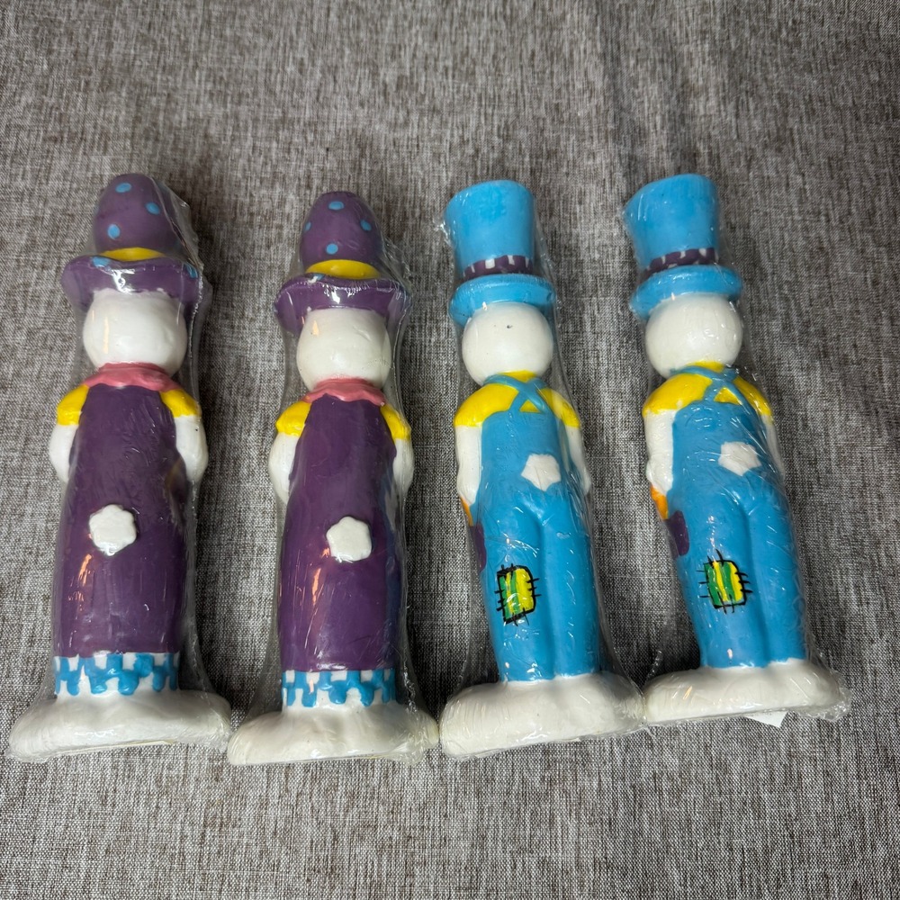 Vintage 1997 Accent International Easter Bunny Candles Set of 4 Purple Blue Wax - Picture 6 of 7